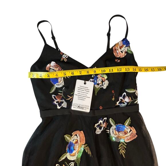 NWT - Little Mistress Petite Black Floral Dress - US Size 2 - Picture 5 of 13